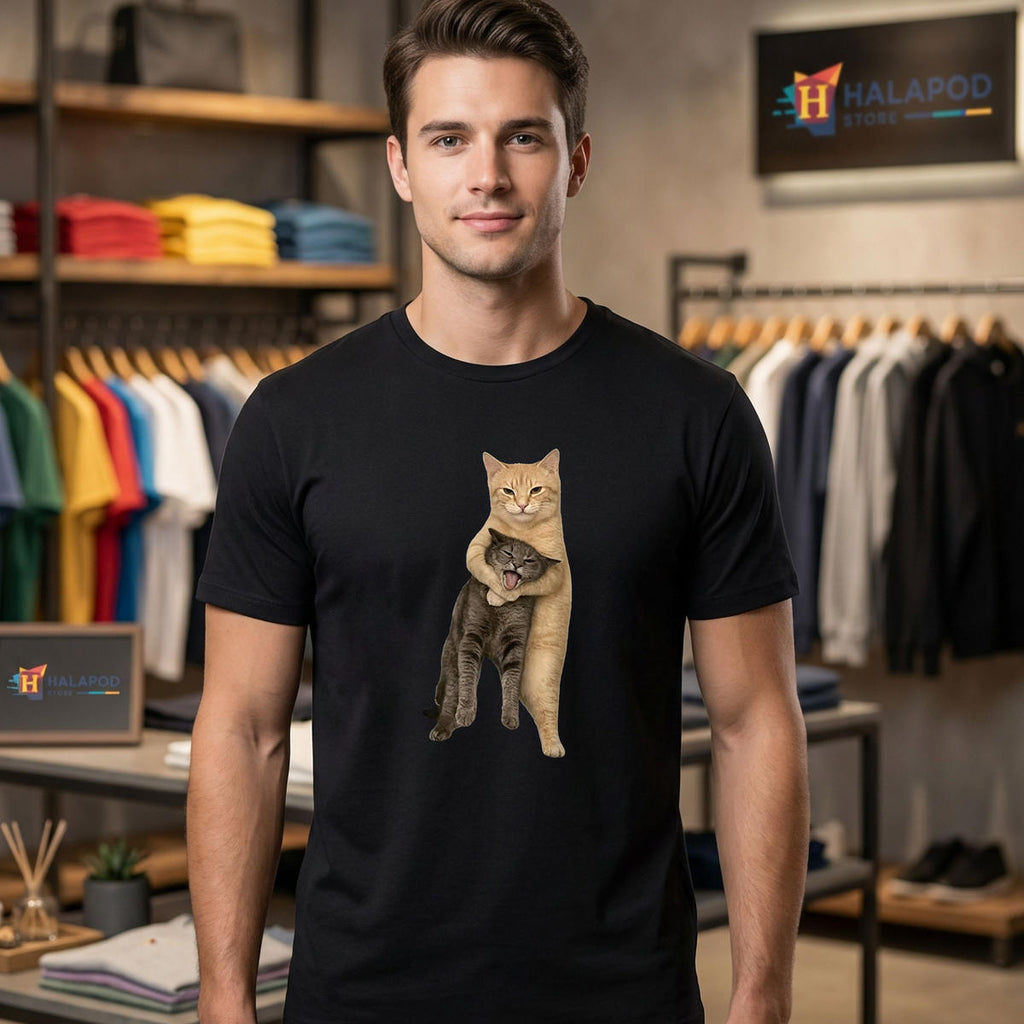 Orange Cat Tight Embrace Funny Shirt 2026 Choking Cat Meme Graphic Fan Apparel