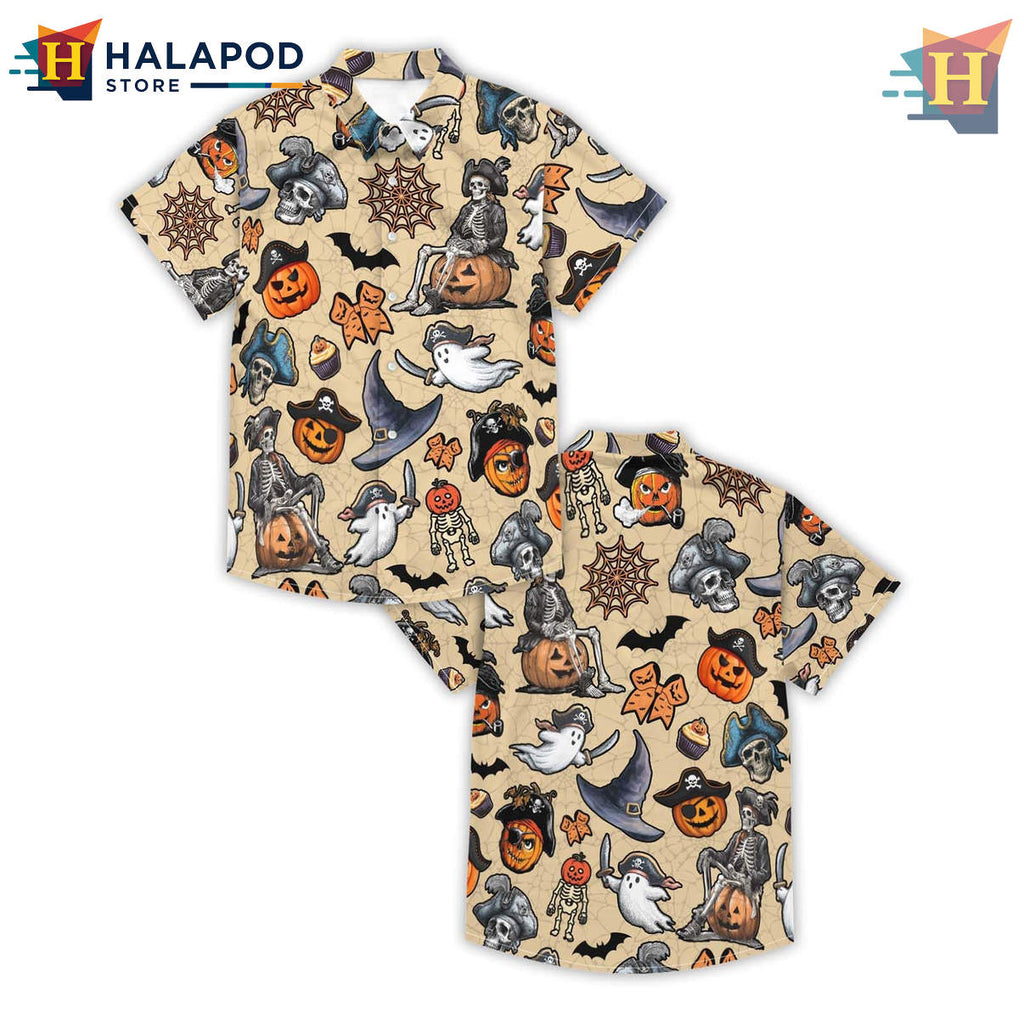 Orange Pirate King Hawaiian Shirt Funny Summer Beach Vacation Casual Mens Apparel