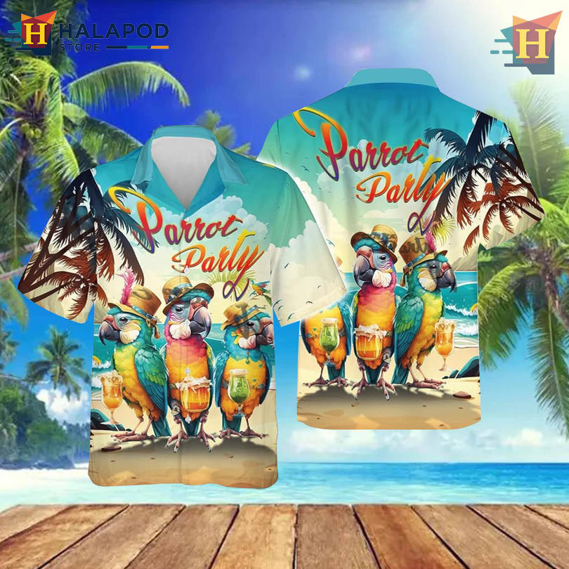 Parrot Party Fun Design Cool Hawaiian Shirt For Beach Vacation And Luau Nights