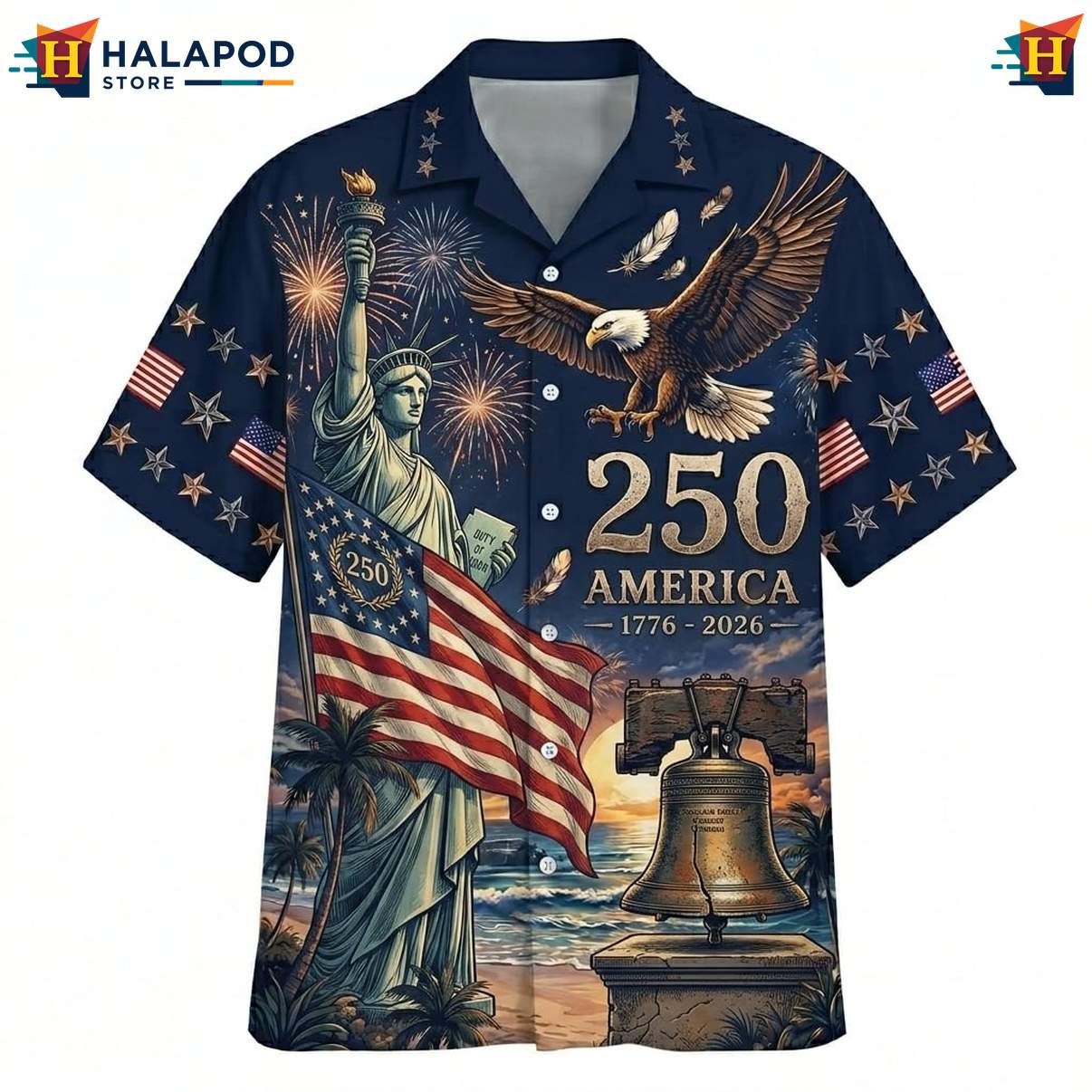 Patriotic 4th Of July Hawaiian Shirt Mens Short Sleeve Button Down Shirts