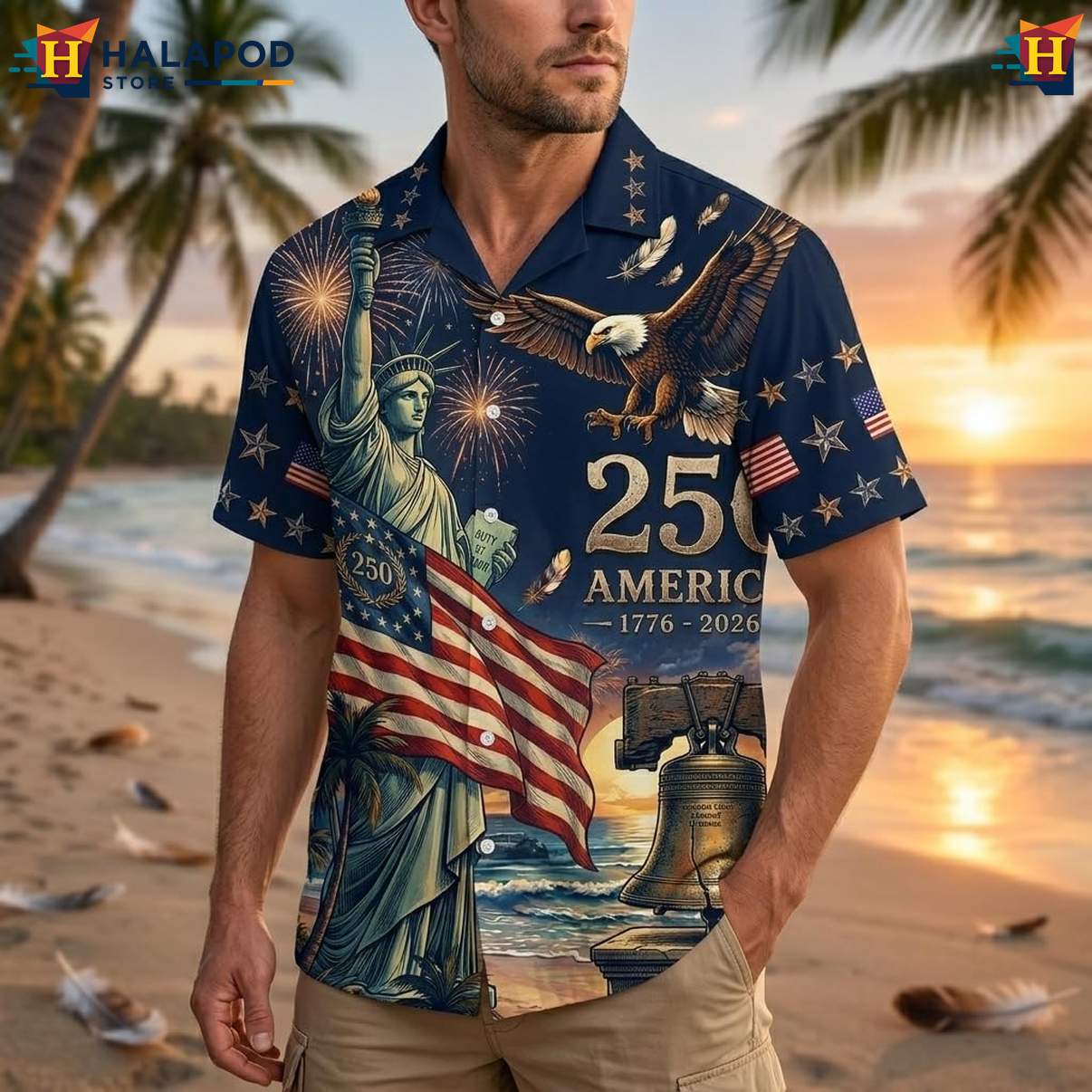 Patriotic 4th Of July Aloha Shirt Mens Short Sleeve Button Down Shirts