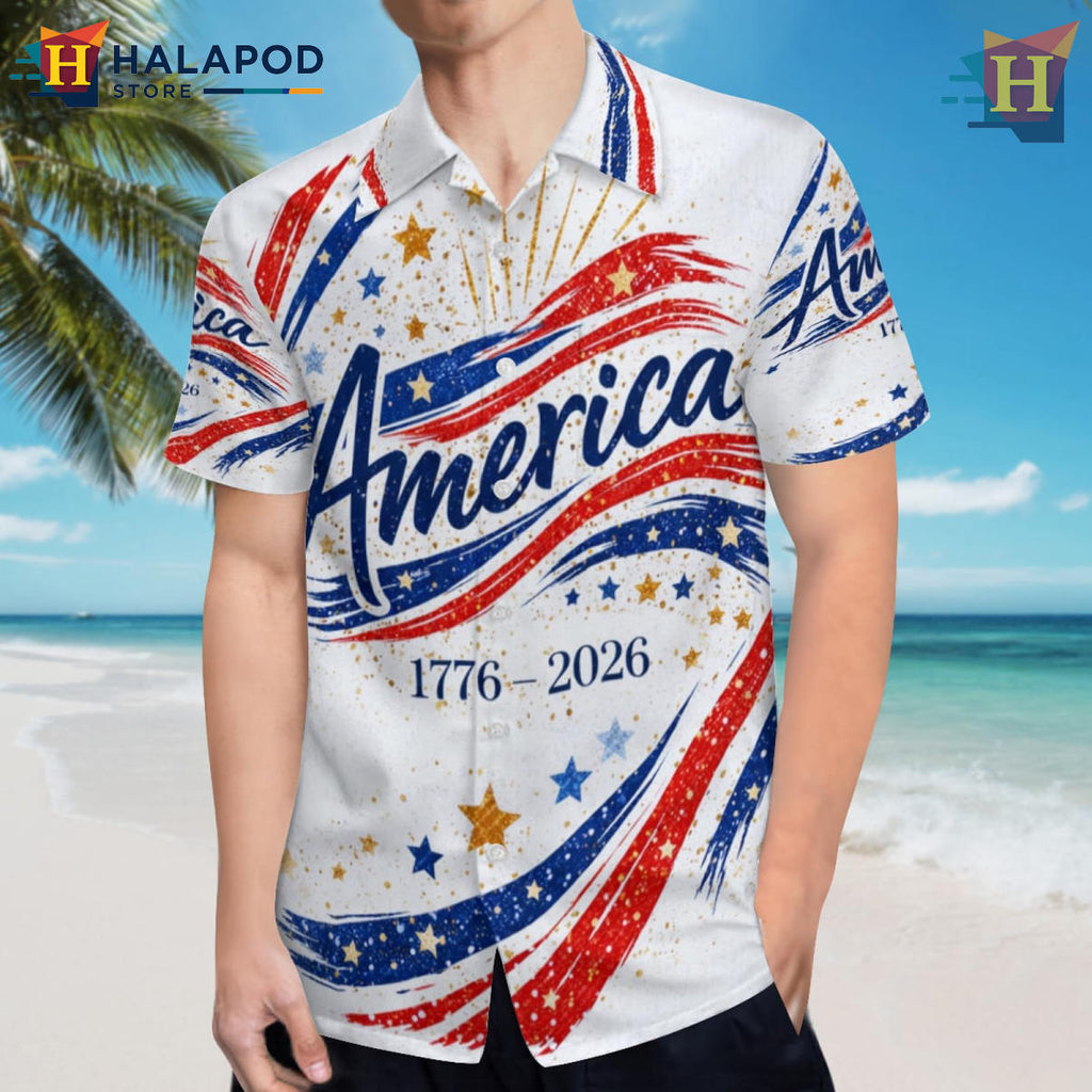 Patriotic American Art Print Hawaiian Shirt 2026 Independence Fan Apparel
