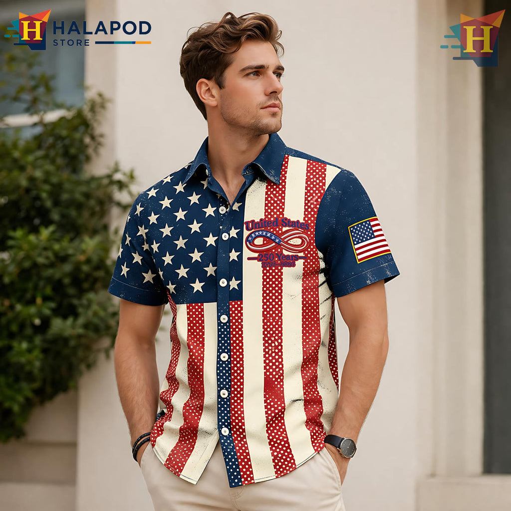 Patriotic American Flag 250th Hawaiian Shirt 2026 Independence Fan Apparel