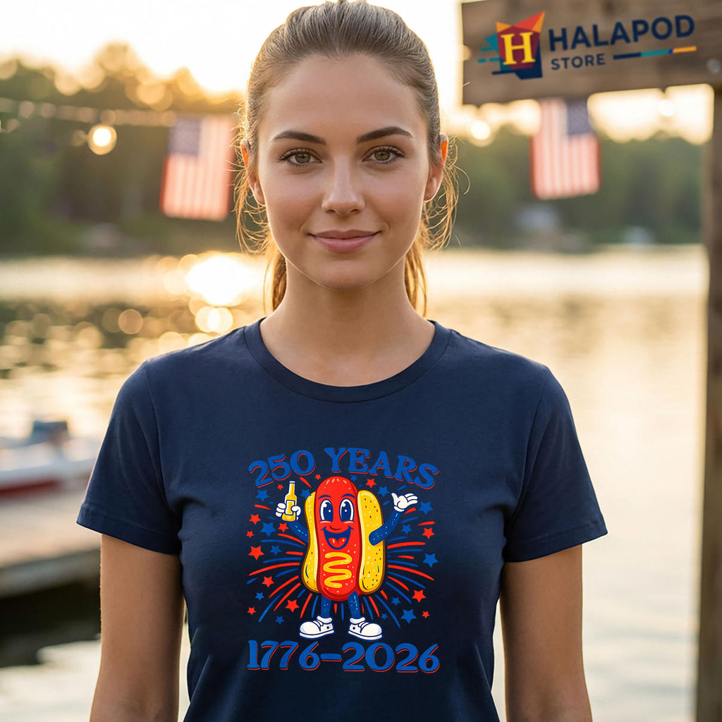 Patriotic Hotdog 250th Anniversary Shirt 2026 USA Fourth Of July Fan Gear