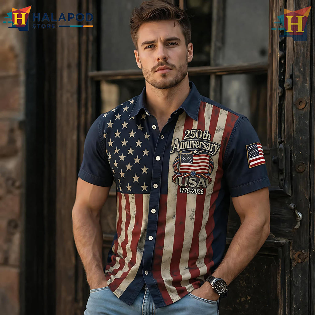 Patriotic Independence American Flag Hawaiian Shirt 2026 Anniversary Apparel
