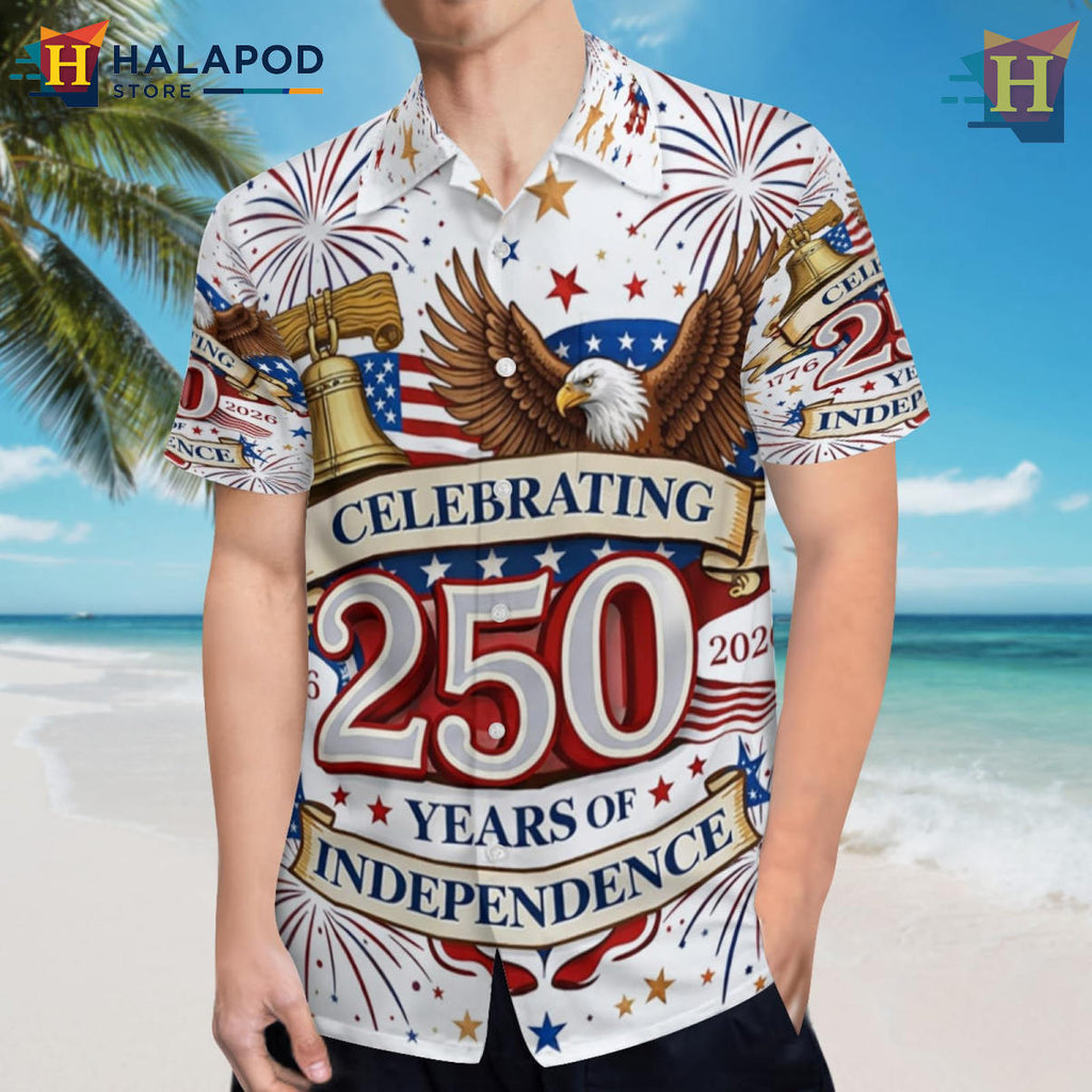 Patriotic Independence Art Print Hawaiian Shirt 2026 America 250th Fan Gear