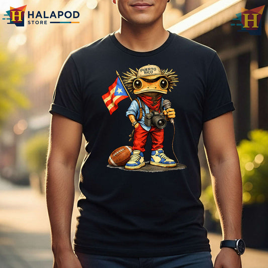 Patriotic Island Tee Coqui Frog Puerto Rico Flag Shirt Boricua Pride Design