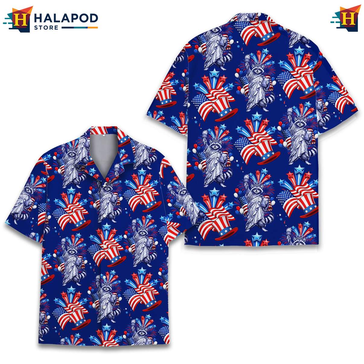 Patriotic Raccoon USA Flag Aloha Shirt 4th Of July Button Down Clothing