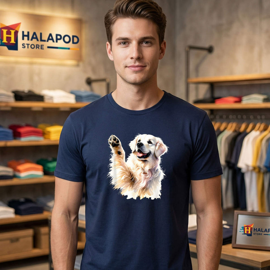 Paw Print Golden Retriever Shirt Funny Dog Lover Puppy Cute Animal Casual