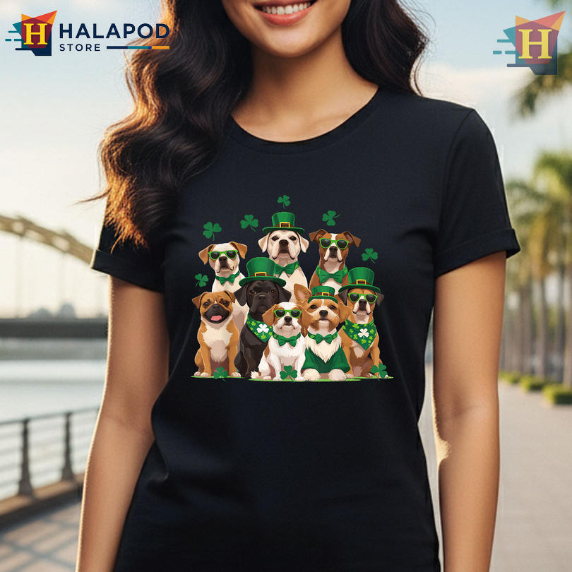 Pawtricks Day Dogs Shamrock Cute Graphic Women's St Patricks Day Shirts Family