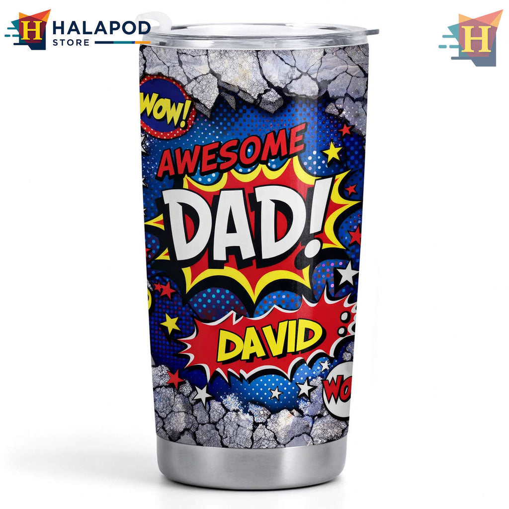 Personalized Name Super Dad Tumbler 2026 Fathers Day Birthday Gift From Kids