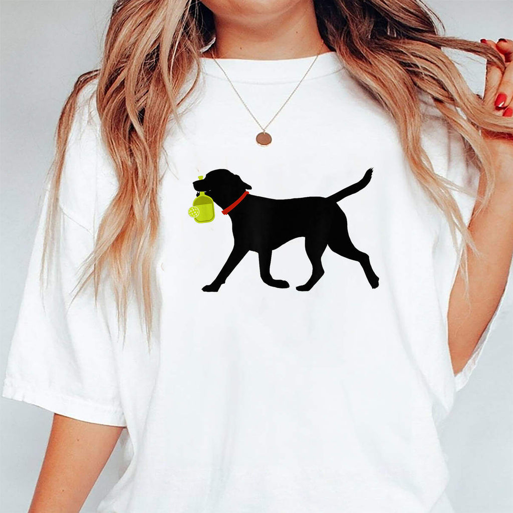 Play Pickleball Lab Shirt Black Labrador Retriever Lover Casual Graphic Mens