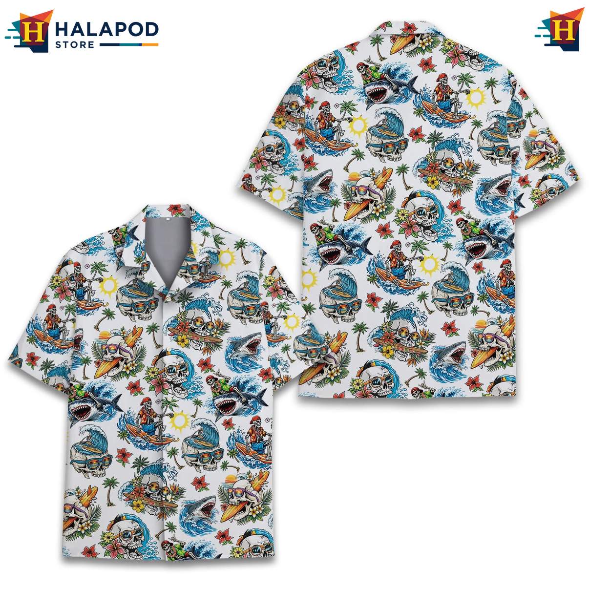 Playful Shark Cat Tropical Shirt, Vibrant Summer Beach Button Down For Men