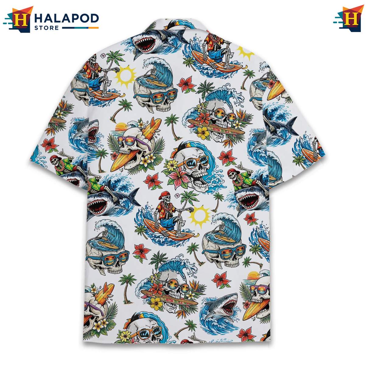 Playful Shark Cat Short-sleeve button-up shirt, Vibrant Summer Beach Button Down For Men