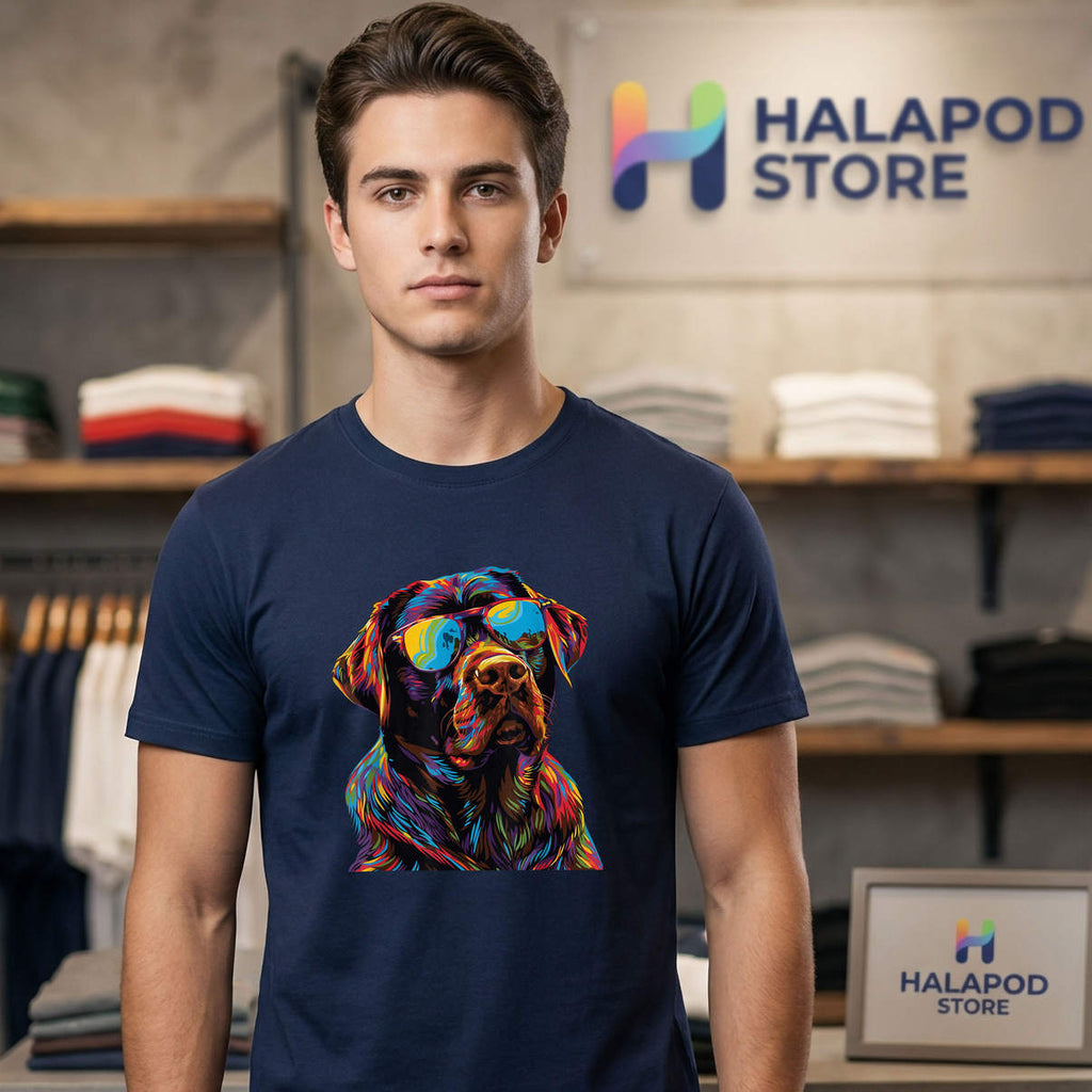 Pop Art Chocolate Labrador Lovers Shirt Funny Dog Design Graphic Casual Mens
