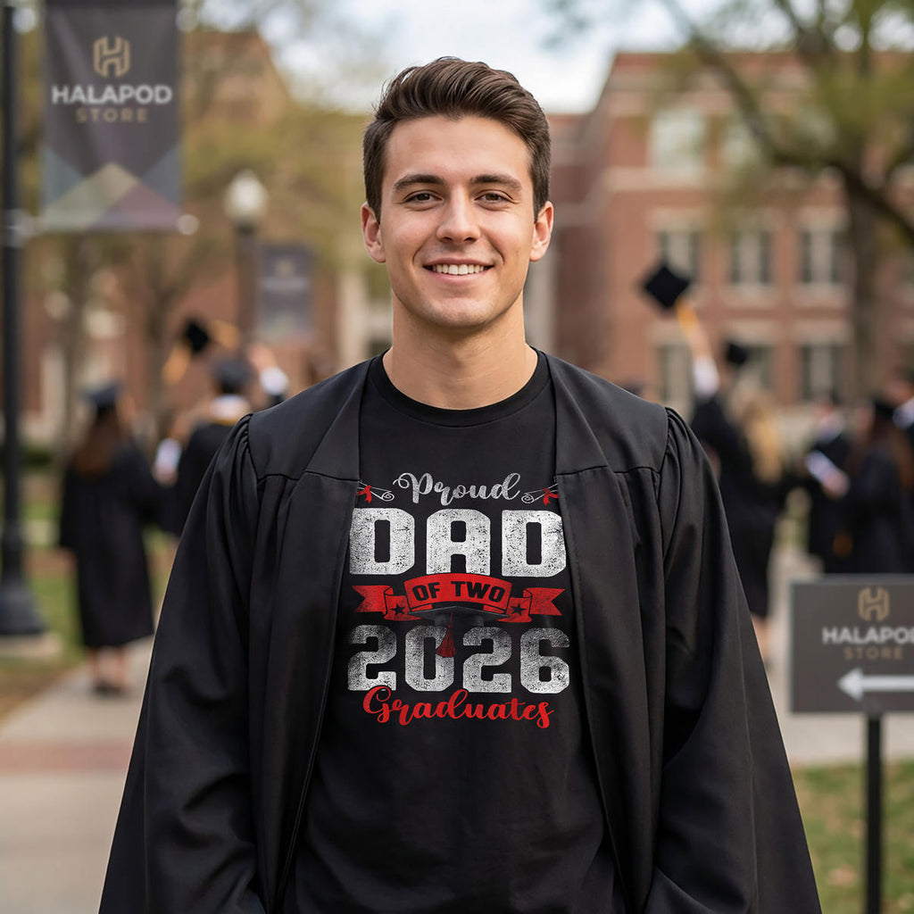 Proud Dad Twins Graduation Shirt 2026 Of Two Class Of Graduates Fan Apparel