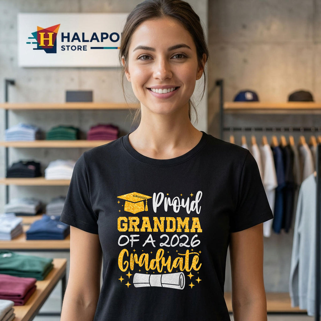 Proud Grandma Of A Graduate Class Shirt 2026 Graduation Graphic Apparel Gift