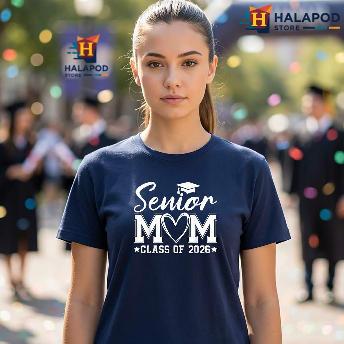 Proud Mama 2026 Graduate T-Shirt Senior Mom Class Of Graphic Design Lover Womens