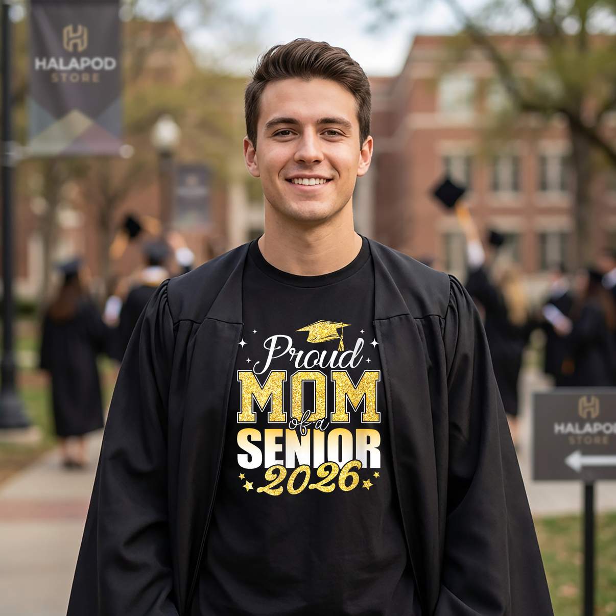 Proud Mom Of A Senior 2026 Tee Shirt Class Of Graduate Graduation Graphic Womens