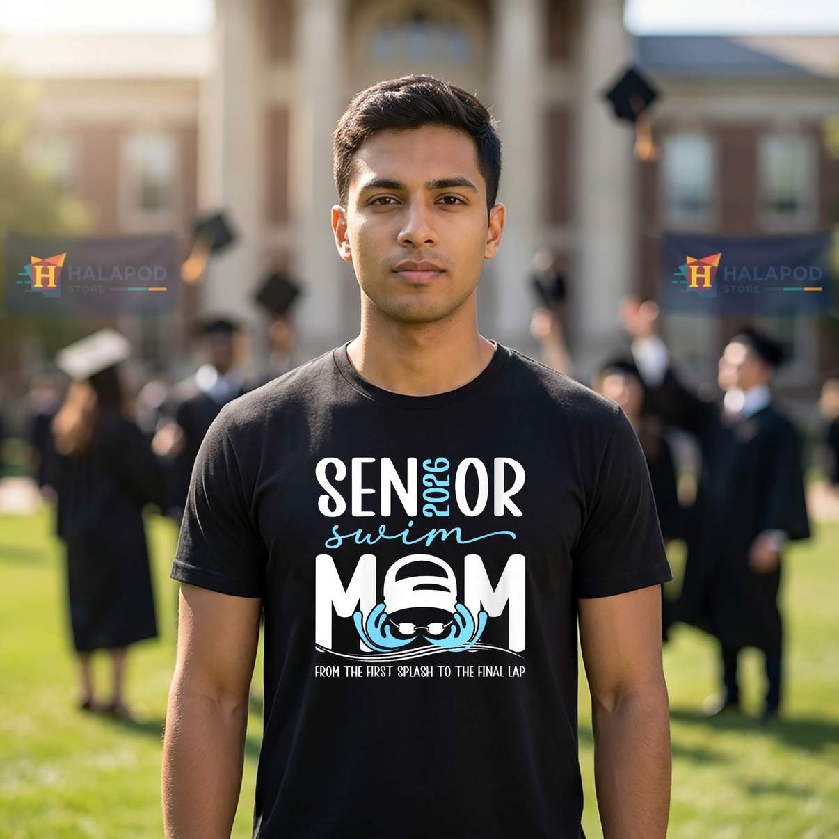 Proud Swim Senior Mom 2026 Tee Shirt Of A Swimmer Mama Graduation Graphic Womens