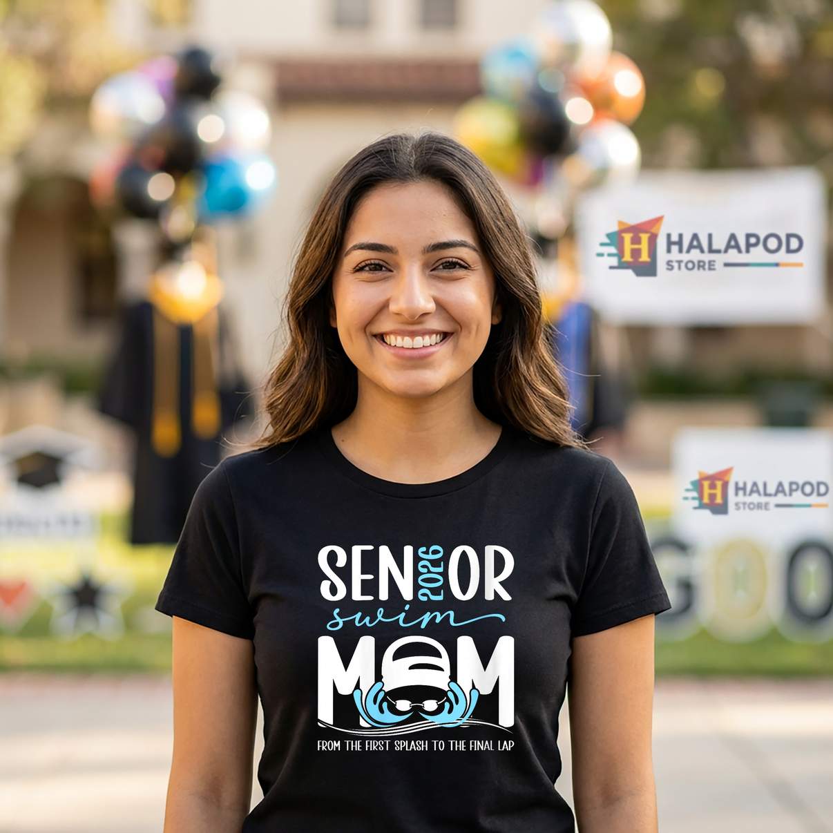 Proud Swim Senior Mom 2026 T-Shirt Of A Swimmer Mama Graduation Graphic Womens