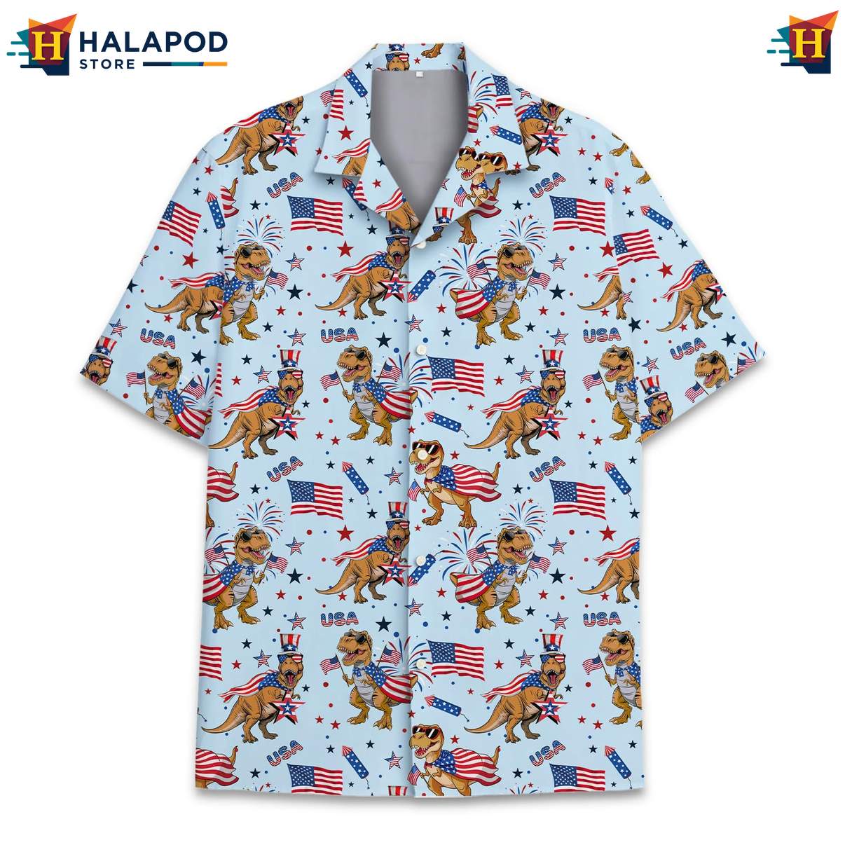 Proud T Rex Aloha Shirt, Usa Flag Design For 4th Of July Celebrations