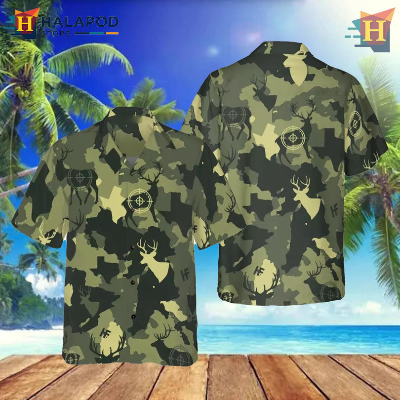 Proud Texas Camo Deer Hunting Matching Hawaiian Shirt Outdoor Patriotic Gift