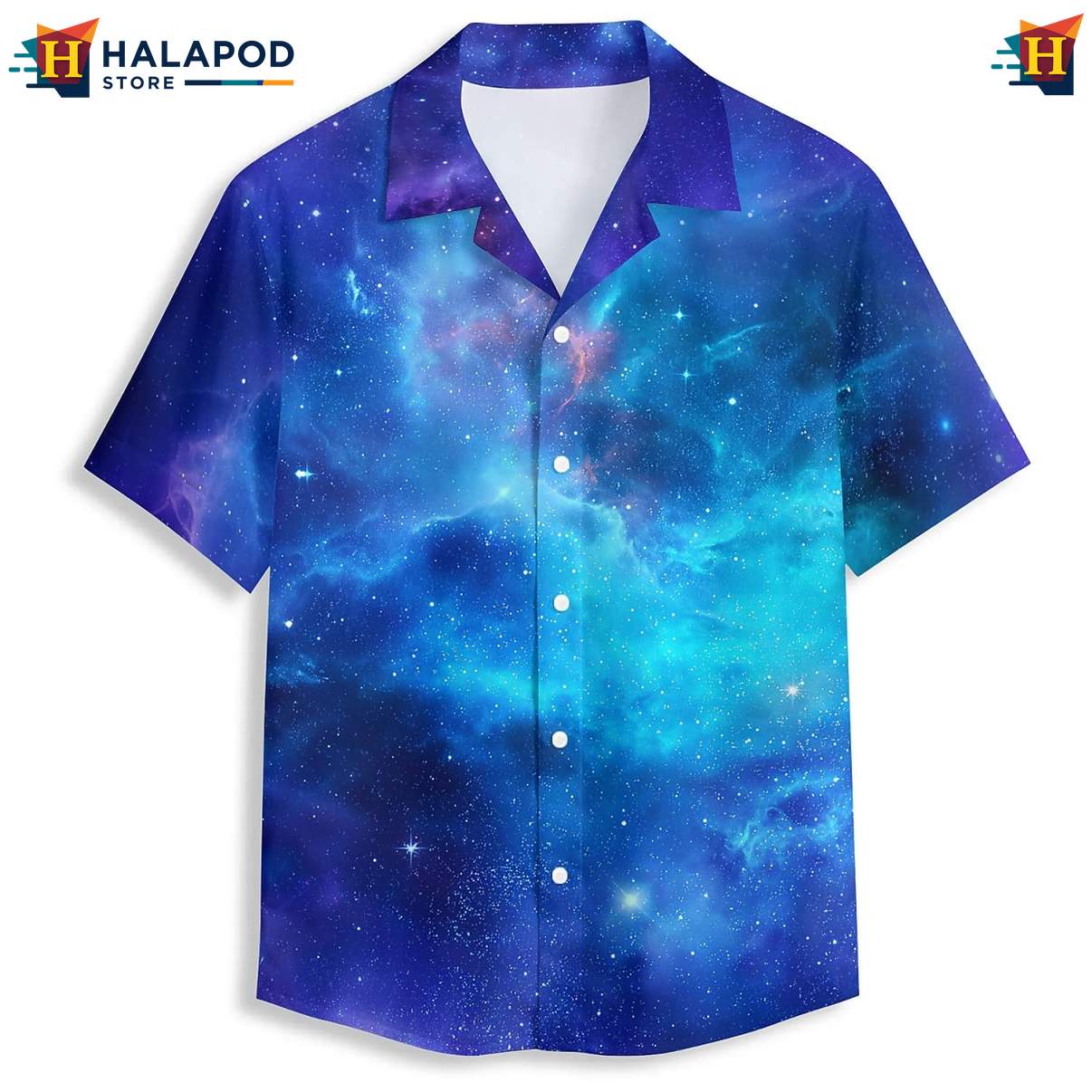 Purple Galaxy Star Space Hawaiian Shirt Short Sleeve Floral Button Down