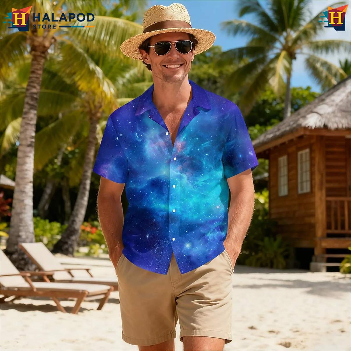 Purple Galaxy Star Space Short-sleeve button-up shirt Short Sleeve Floral Button Down