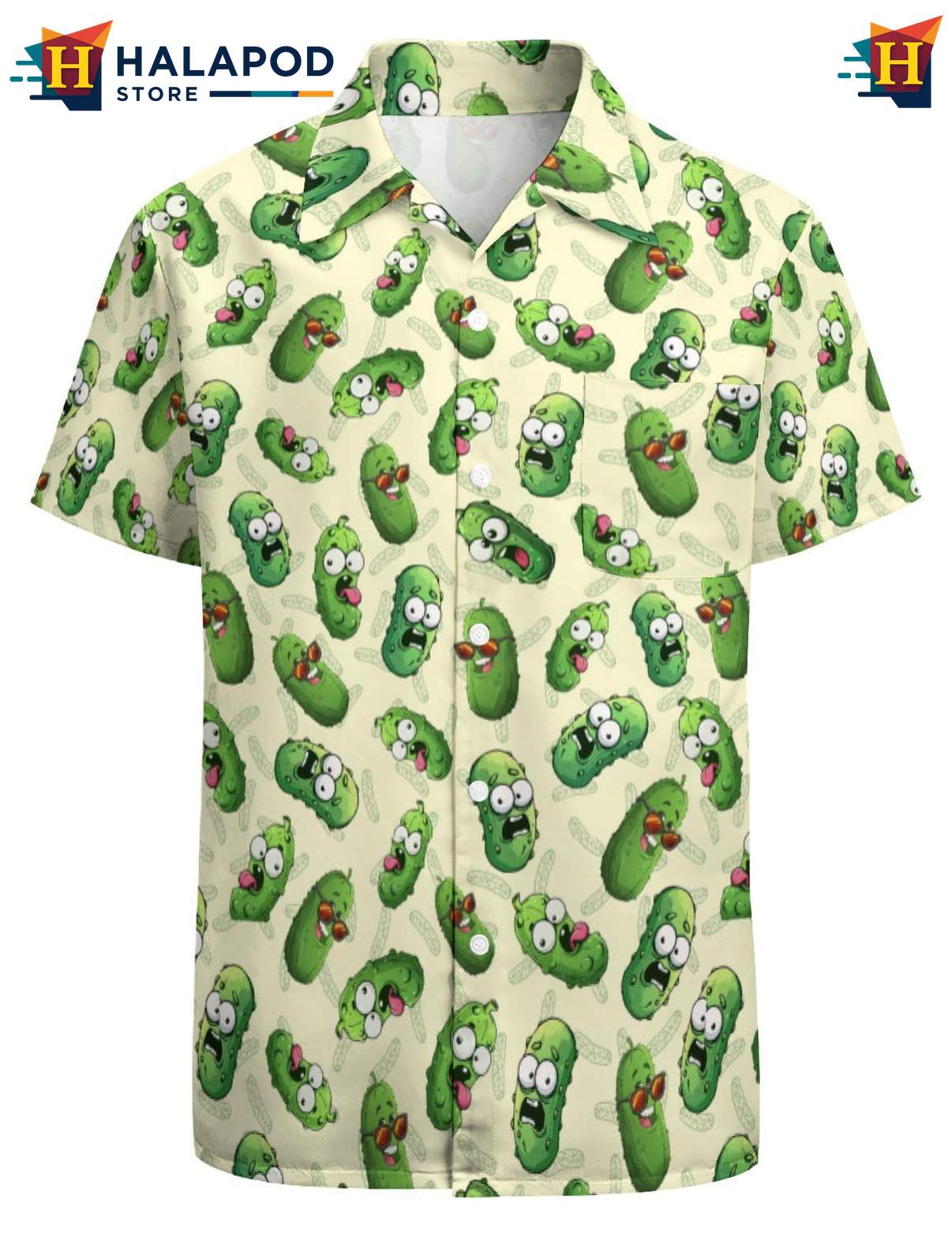 Quirky Pickle Rick Hawaiian Shirt, Funny Tropical Button Up For Fans Of Rick And Morty