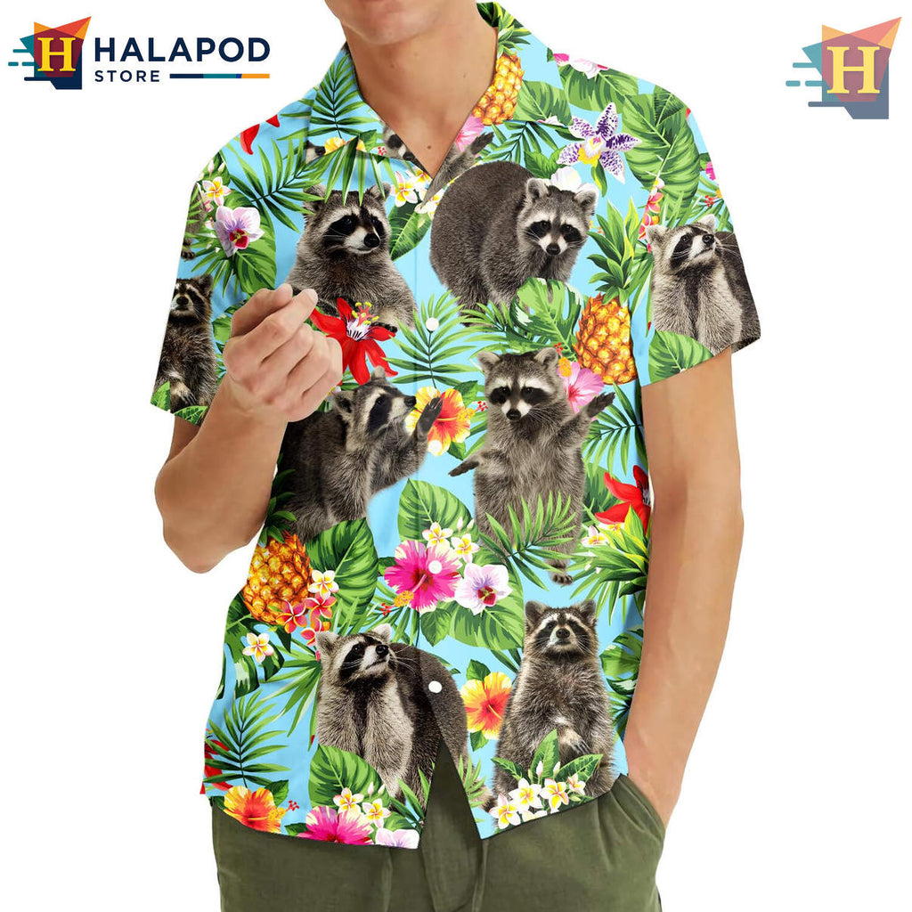 Raccoon Summer Beach Hawaiian Shirt 2026 Tropical Casual Mens Fan Apparel Gear