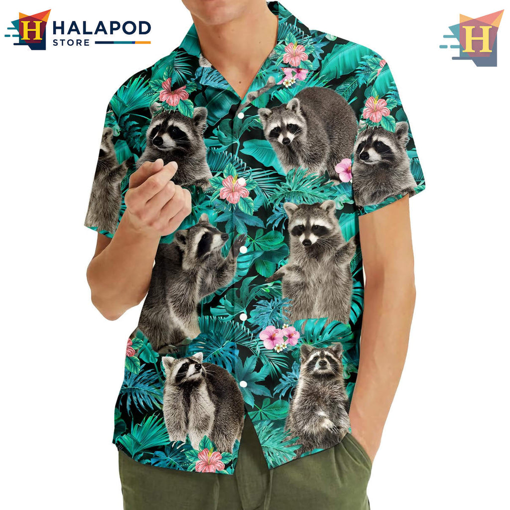 Raccoon Tropical Summer Beach Hawaiian Shirt 2026 Casual Mens Fan Apparel