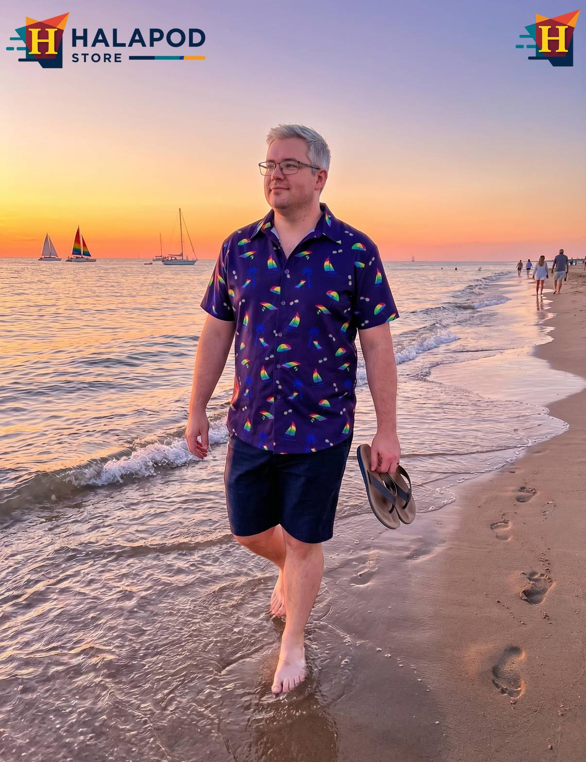 Rainbow Beach Tropical Tropical Shirt Mens Aloha Button Down Short Sleeve