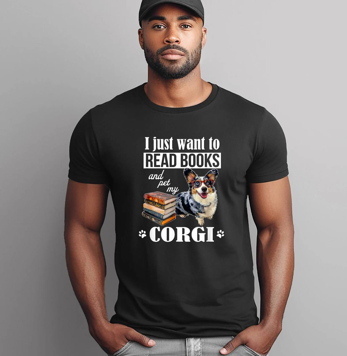 Read Books Pet My Blue Merle Shirt Funny Corgi Lover Graphic Apparel Men
