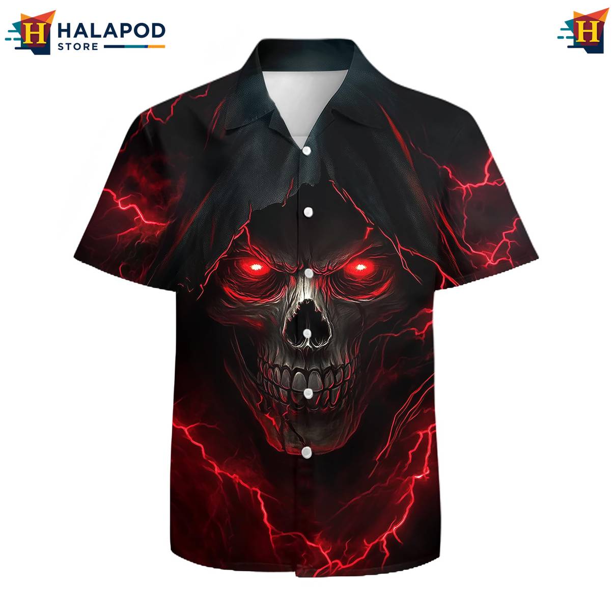 Red Skull Tropical Hawaiian Shirt Mens Short Sleeve Floral Button Down Mens