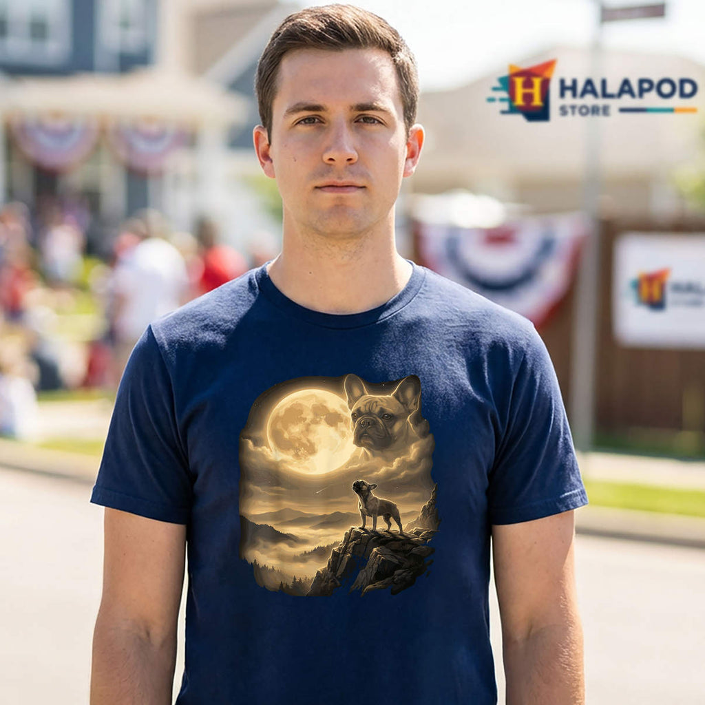 Retro 90s French Bulldog Shirt Howling At The Moon Meme Dog Lover Graphic