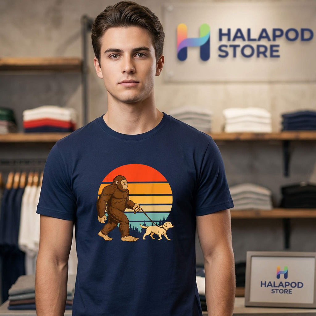 Retro Bigfoot Labrador Retriever Shirt Vintage Dog Funny Sasquatch Graphic Mens