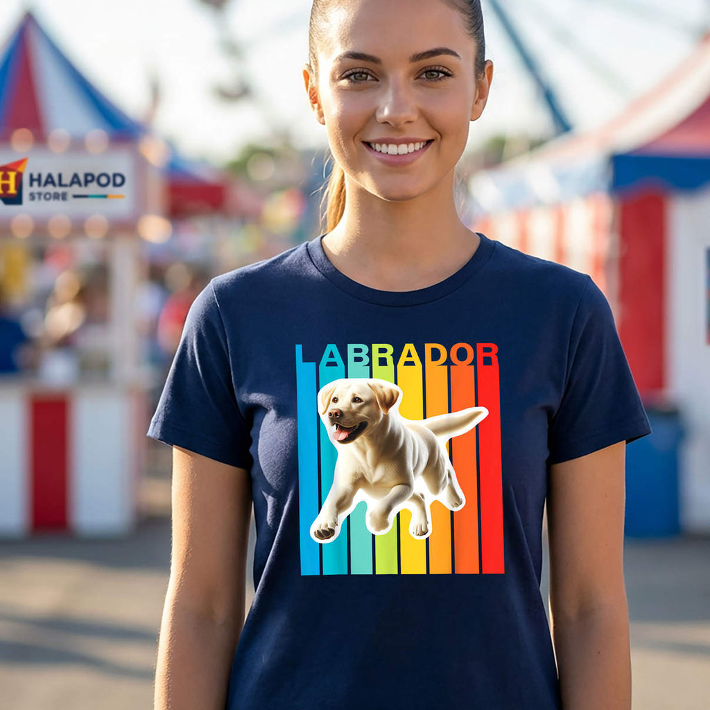 Retro Colorful Labrador Retriever Shirt Funny Dog Graphic Novelty Casual Mens