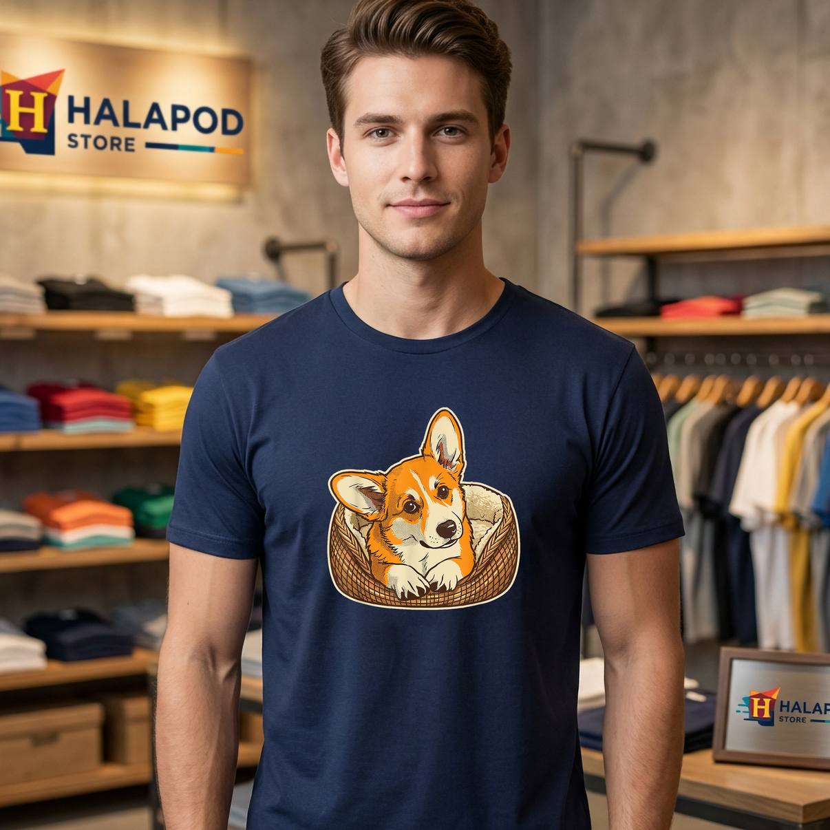 Retro Corgi Dog Mom Dog Dad Tee Shirt Funny Pet Lover Graphic Design For Mens