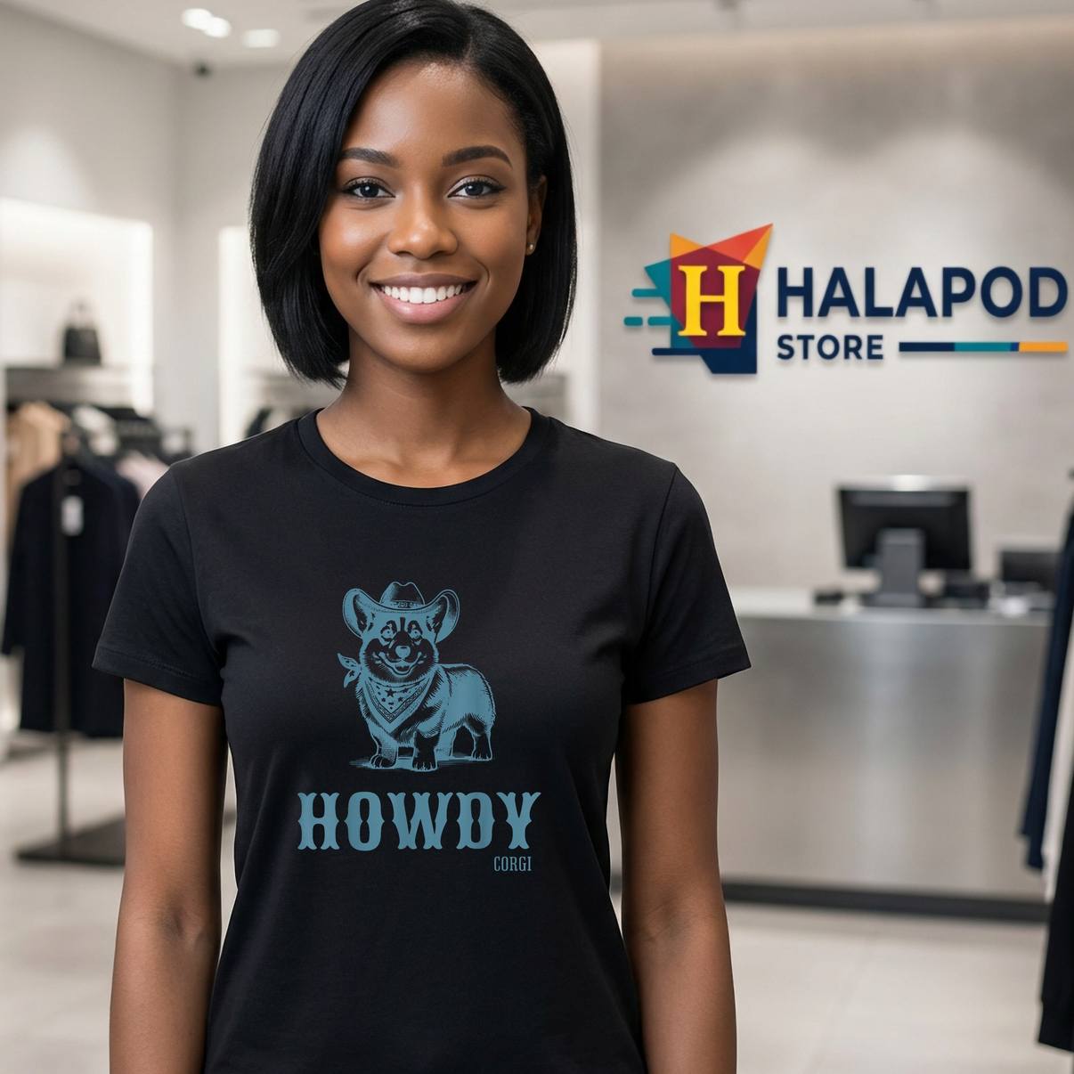 Retro Howdy Corgi Cowboy TShirt Western Country Cowgirl Graphic For Mens