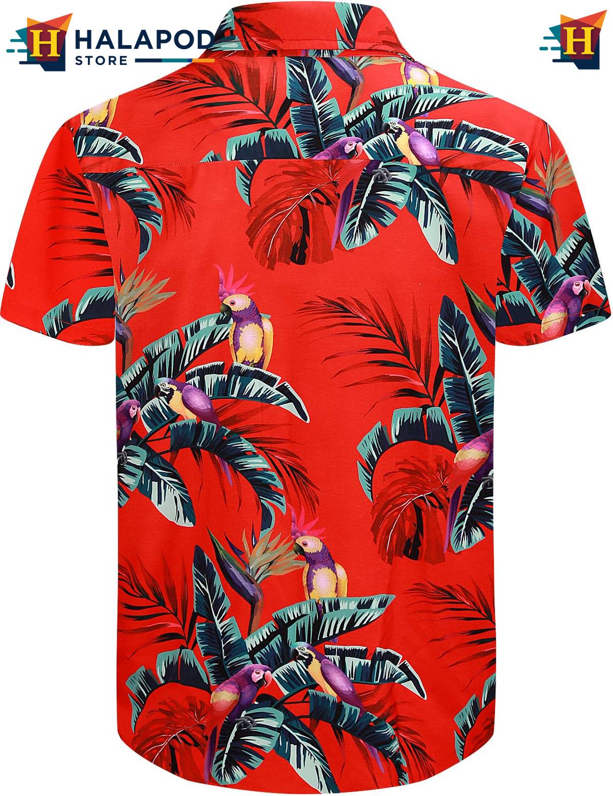 Retro Red Tropical Aloha Shirt Mens Aloha Beach Button Down Short Sleeve