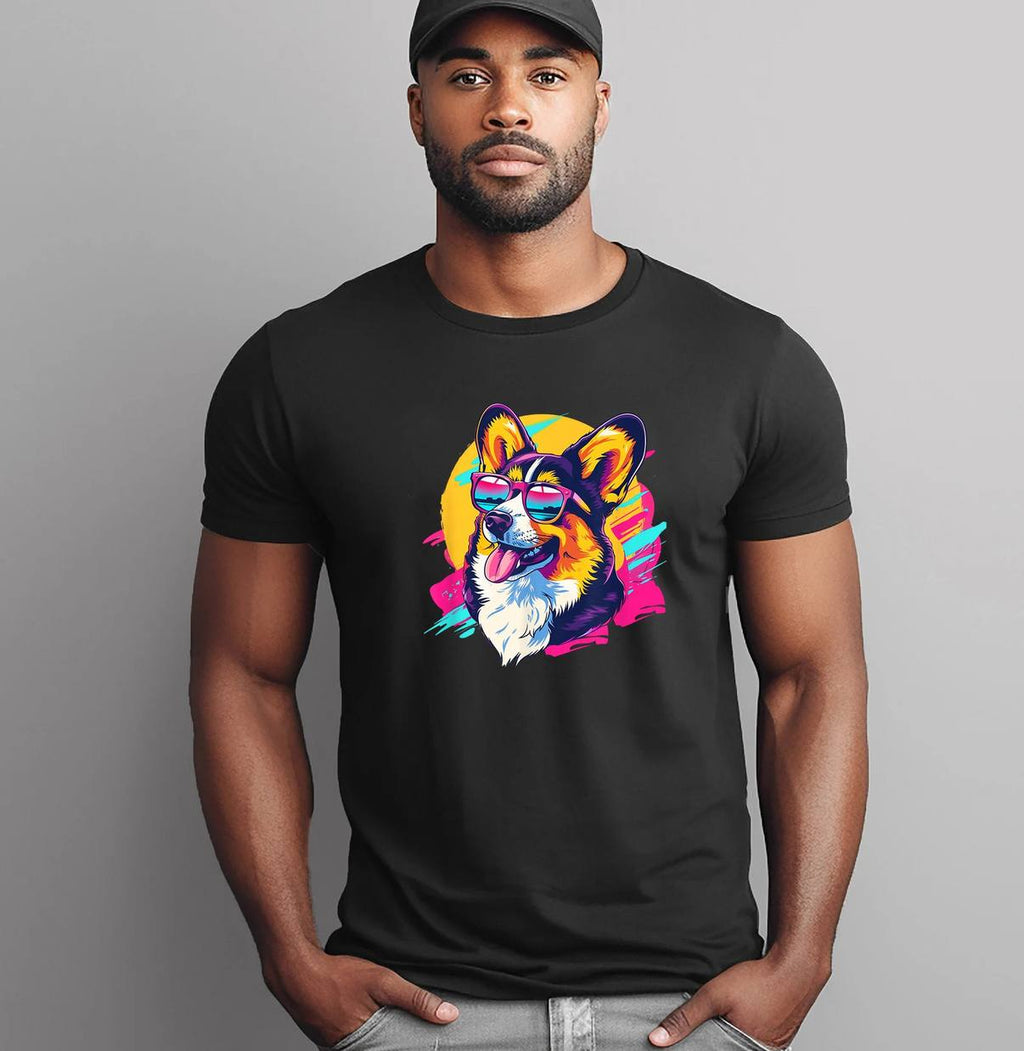 Retro Vintage 80s 90s Corgi Shirt Tricolor Funny Lover Graphic Apparel Men