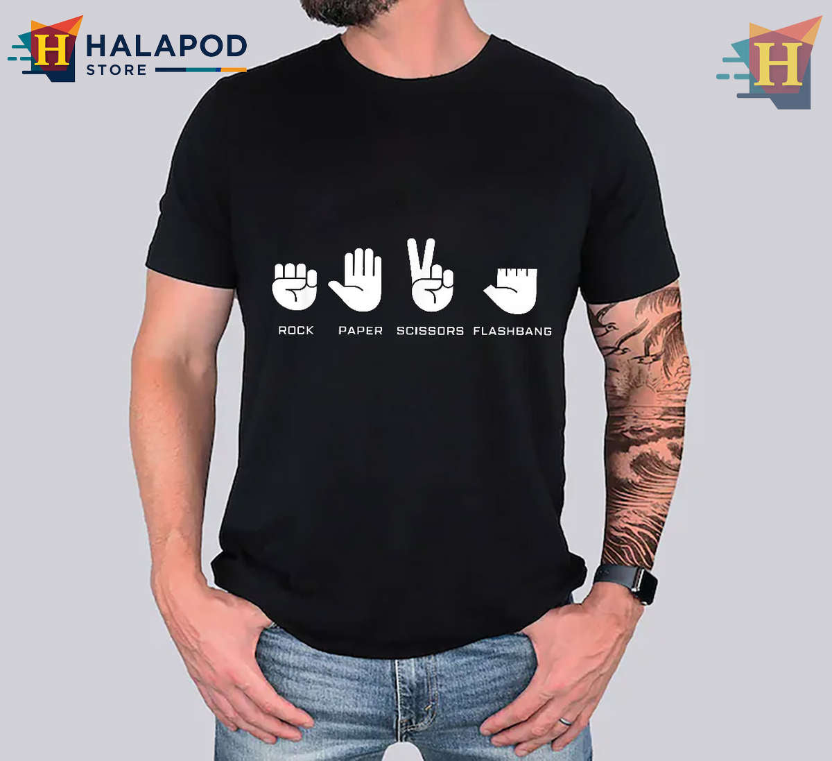 Rock Paper Scissors Flashbang Shirt Gamer Meme Funny Gaming Humor Tee