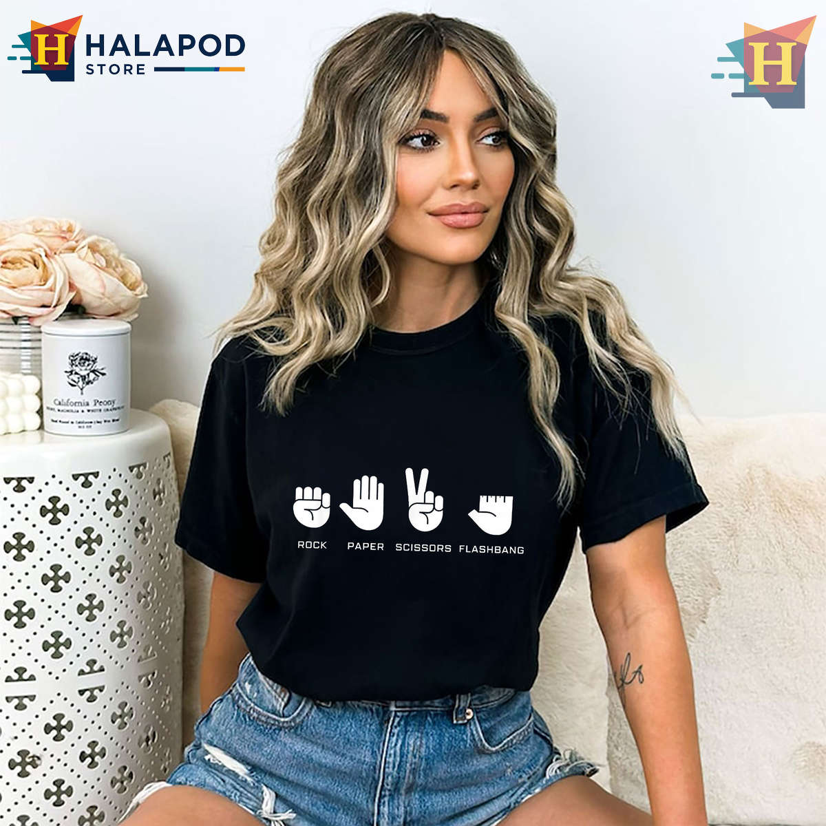 Rock Paper Scissors Flashbang Shirt Gamer Meme Funny Gaming Humor Tee