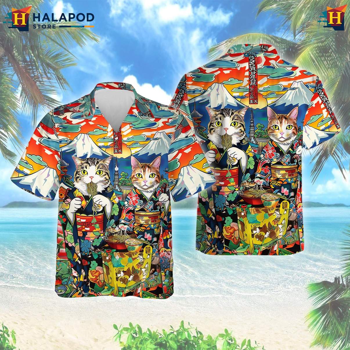 Samurai Japanese Warrior Button Down Shirt Mens Casual Hawaiian Beach Outfit