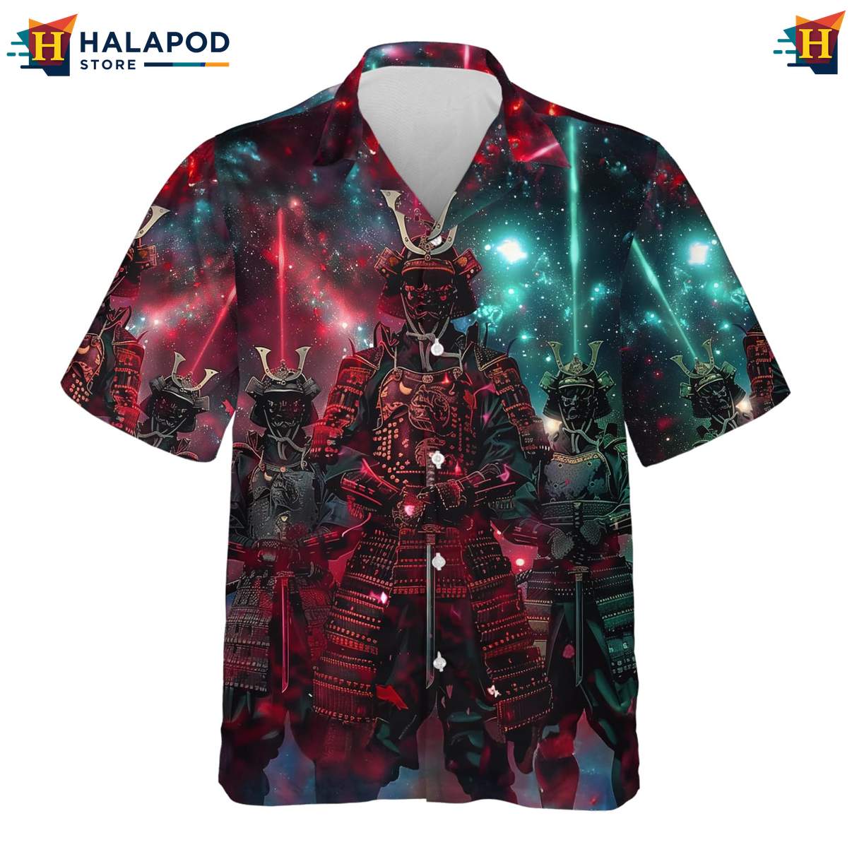 Samurai Japanese Warrior Tropical Shirt Mens Casual Beach Button Down Outfit