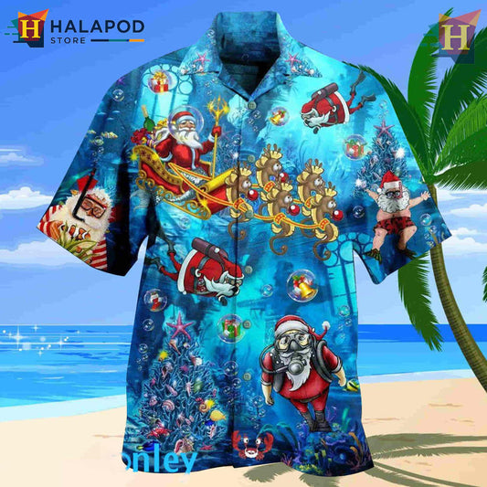 Santa Claus Explore The Sea Personalized Hawaiian Shirt Unique Holiday Beach Gift