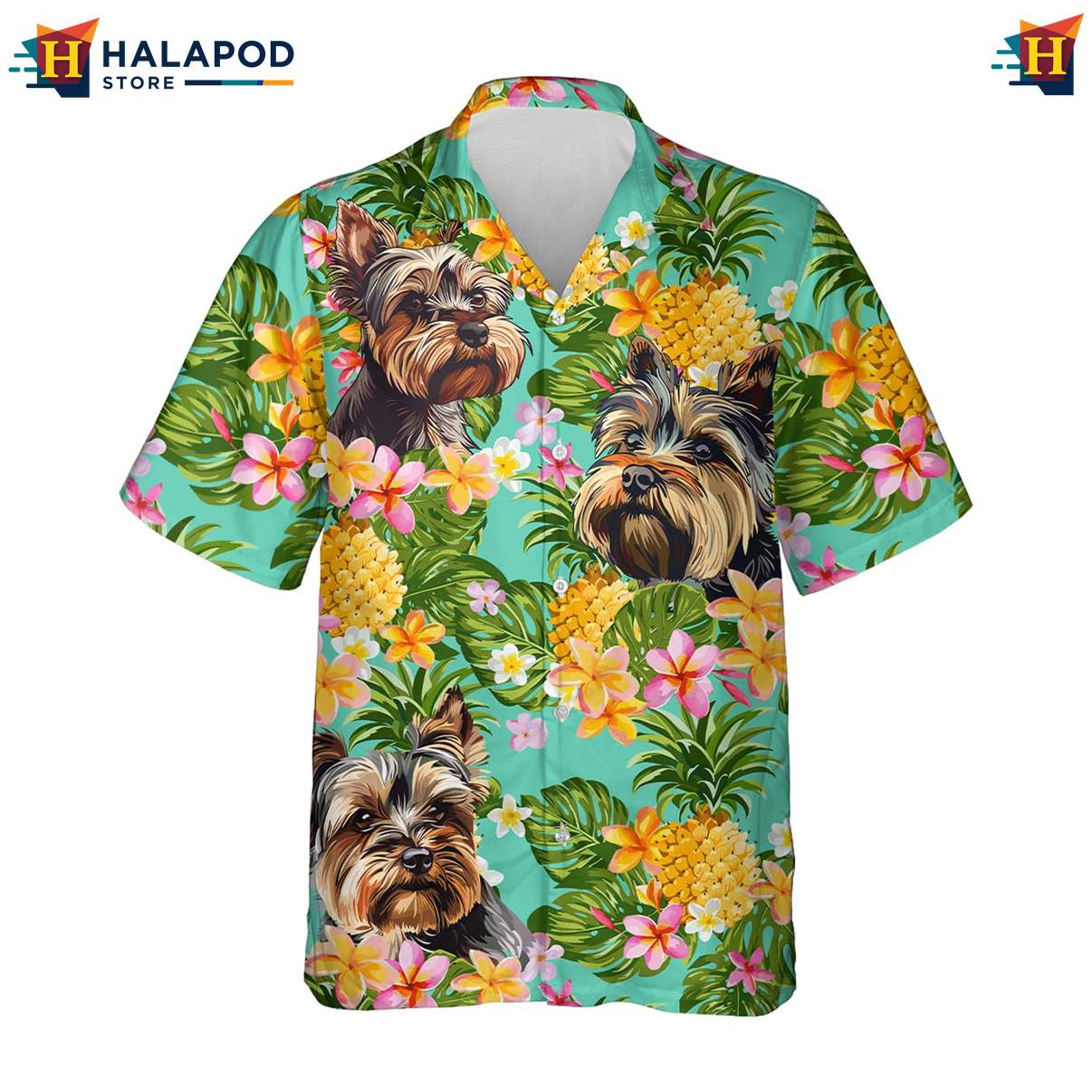 Schnauzer Dog Hawaiian Shirt Mens Tropical Summer Casual Button Down Outfits