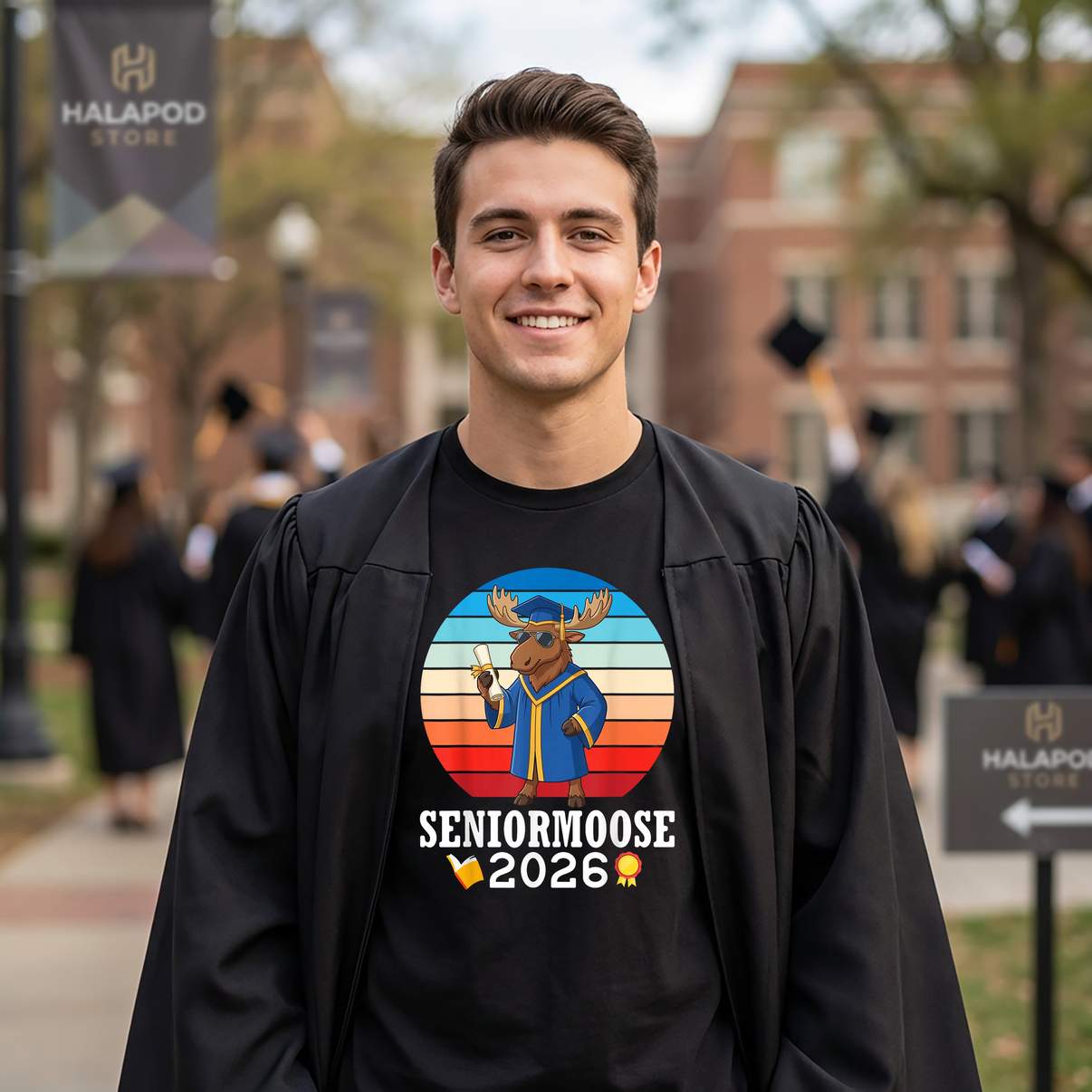 Senior Moose 2026 Graduation Shirt Class Of Day With Diploma Graphic For Mens