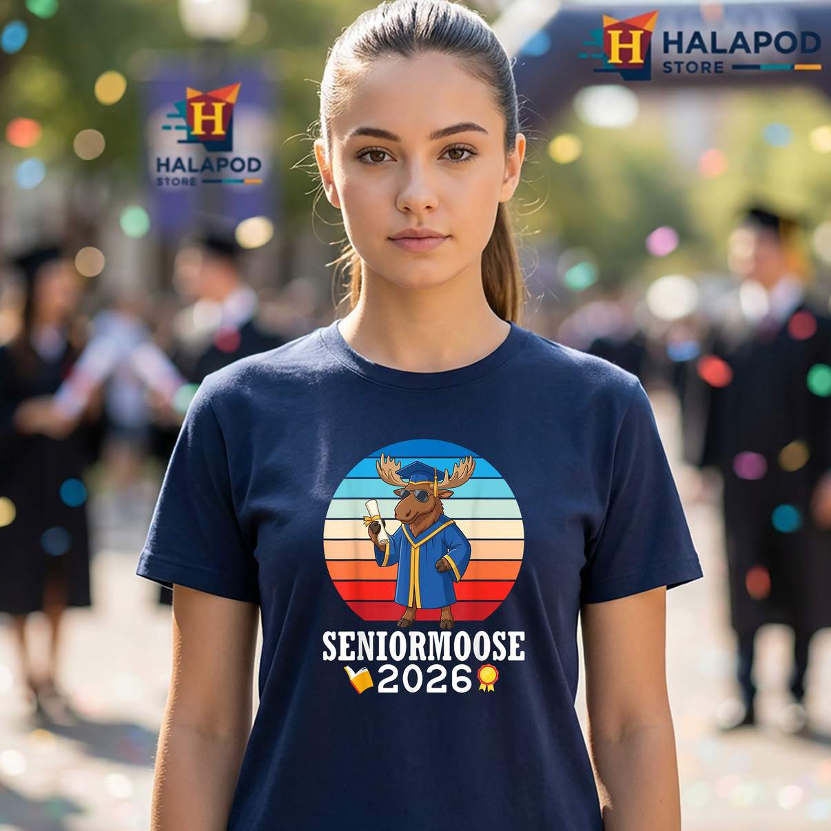 Senior Moose 2026 Graduation T-Shirt Class Of Day With Diploma Graphic For Mens